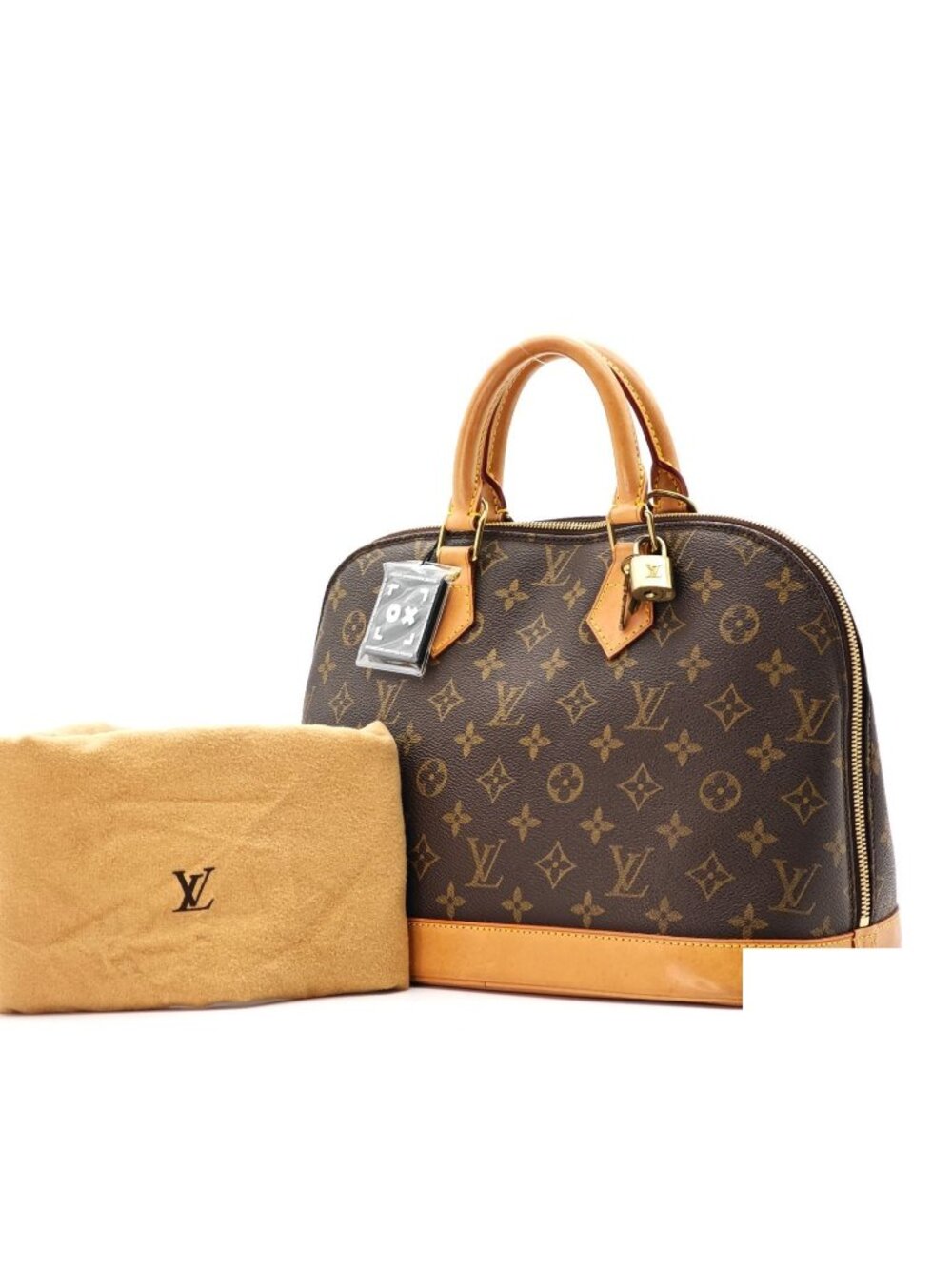 Louis Vuitton Alma Bag Handbag Golf Brown Bag Padlock Key